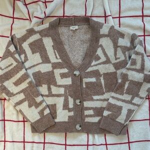 Debut Mauve Pink and Cream Patterned Cardigan